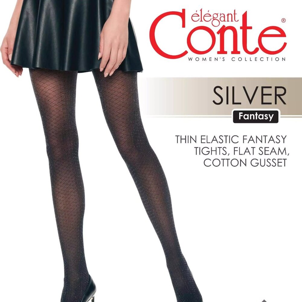 Conte Silver 40 Den - Fantasy Women's Tights with a shimmery openwork honeycomb